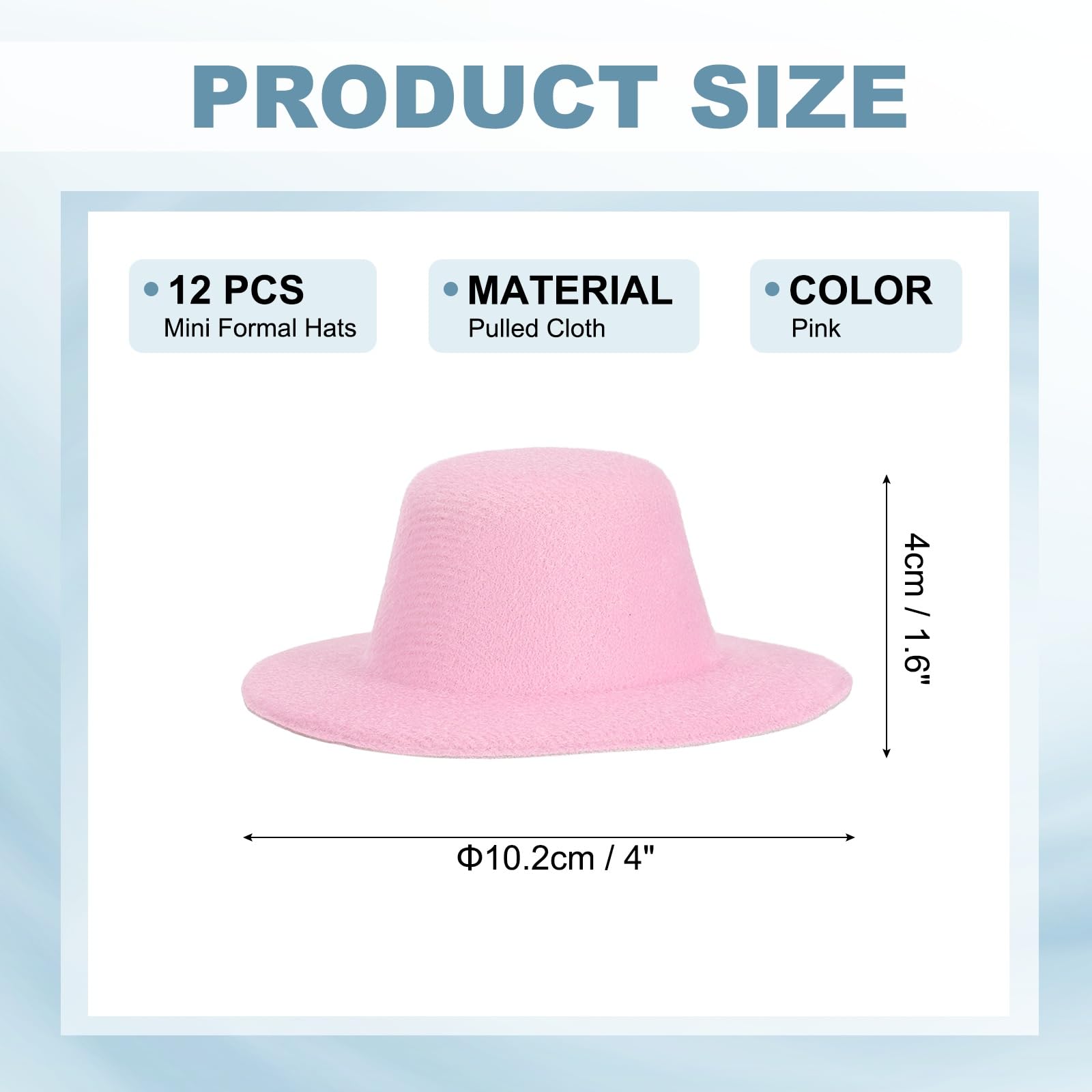 PATIKIL 4 Inch Mini Formal Hats, 12 Pcs Miniature Doll Hats Mini Top Hat for Crafts Hair Accessories Decorate Doll Snowman, Bright Pink - Image 2