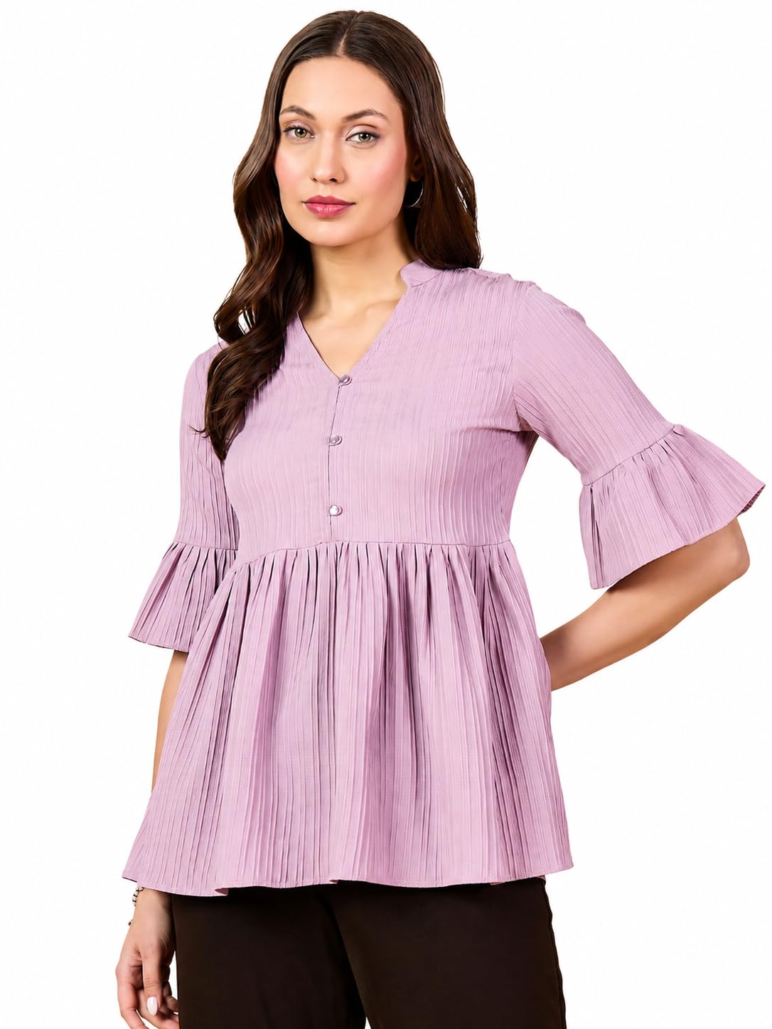 Women's Solid Regular Fit Blouse | Dress Shirt Tops-image-21
