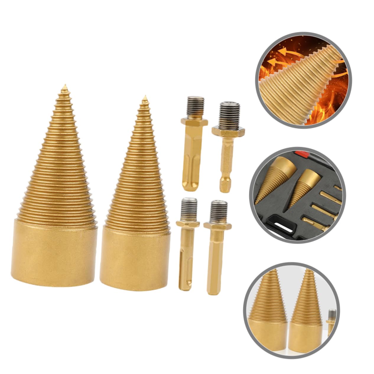 Happyyami Set 6 Punte per Spaccalegna a Cono in Metallo Duro e Plastica, Alta Durezza, Riduce L'attrito, per Legna da Ardere in Campeggio e Fattoria