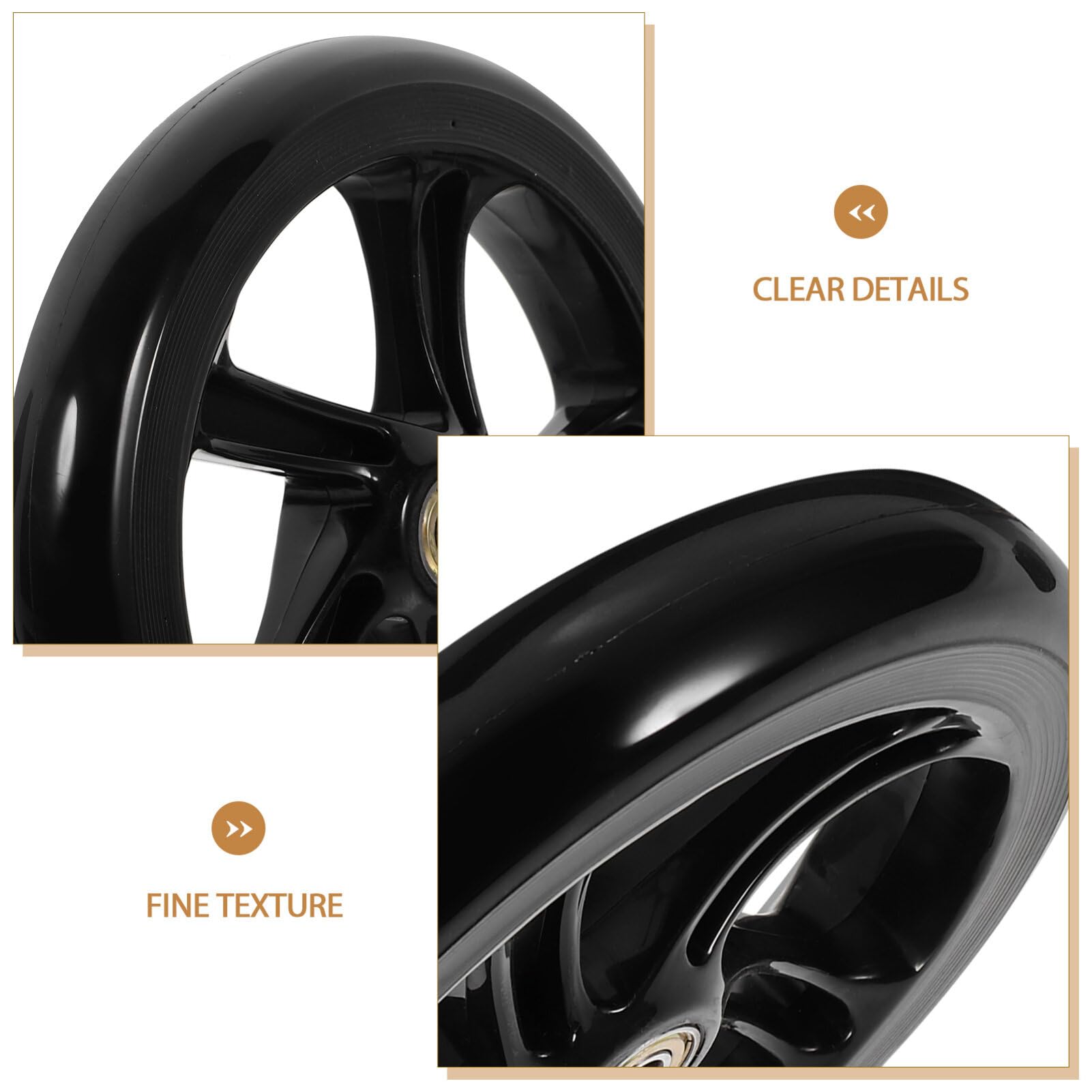 Healvian 2pcs Non-skid Scooter Wheels, Anti-wear PU Wheels, 175mm, Black