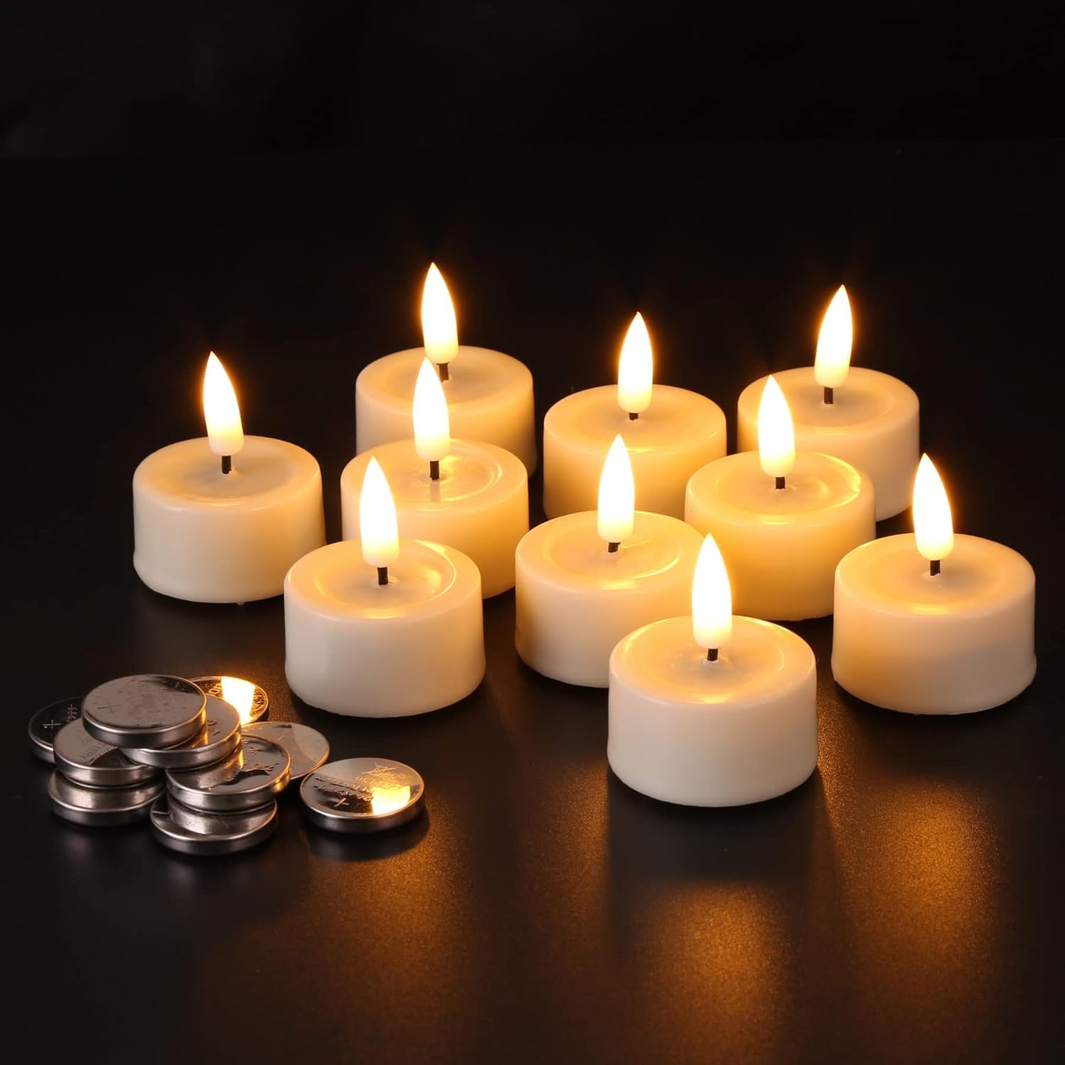 Bougie Led Lot de 6 ou 12 bougies LED scintillantes sans flamme, idéales for un anniversaire, mariage une fête(24-pcs,White Light)