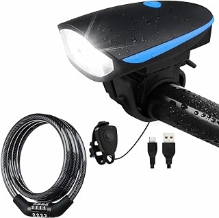 PulGos Bicycle Front Light with Number Lock | USB Rechargeable LED Bike Headlight | 4 Digit Combination Cycle Lock for Bik... Price In India