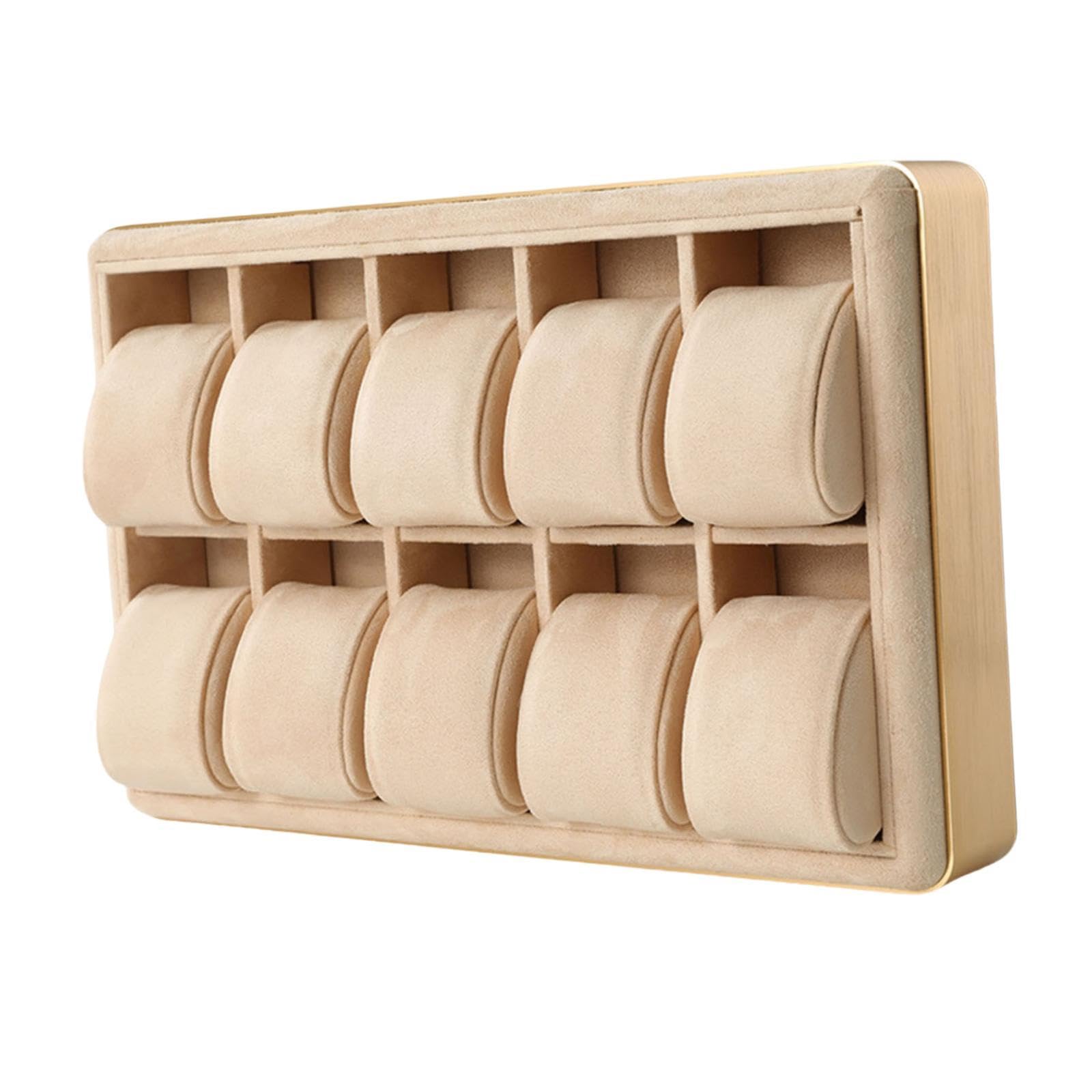 Bandeja para Relojes Y Joyas, con 10 Compartimentos, de Aleación de Aluminio. Organizador para Guardar Relojes Y Coleccionar, Ideal para El Hogar, Tan, Caqui, universal