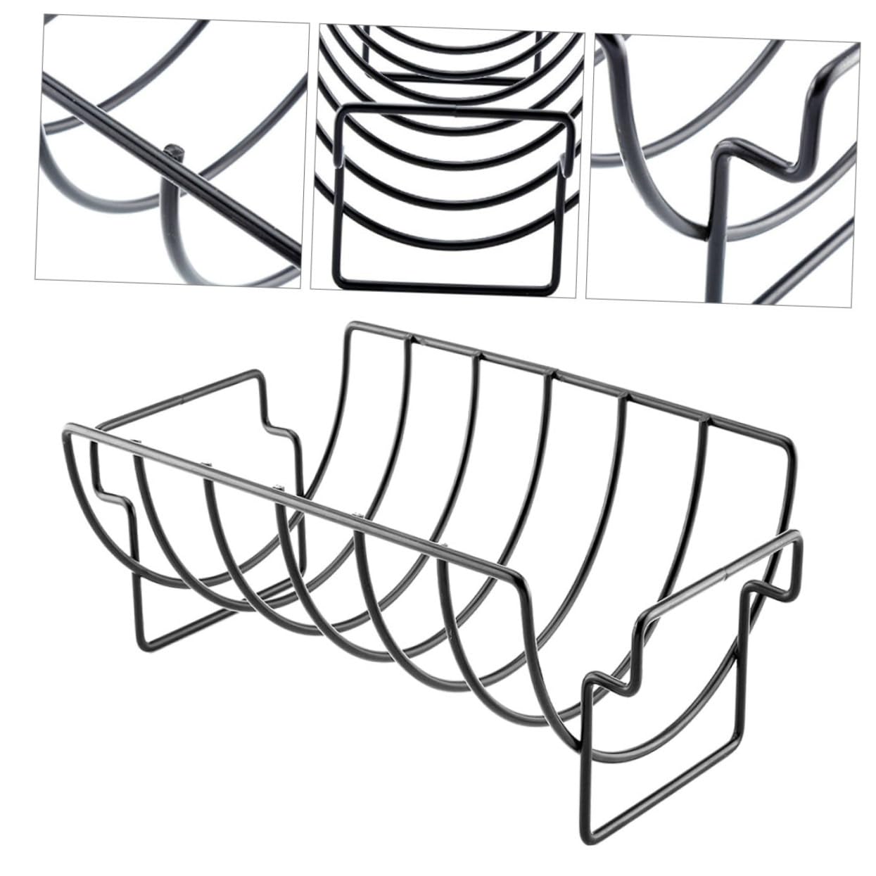SUPVOX Barbecue Rack Nero Resistente per Grigliate Outdoor Stand Pratico e Durevole per Uso Esterno e Regali Appassionati Bbq