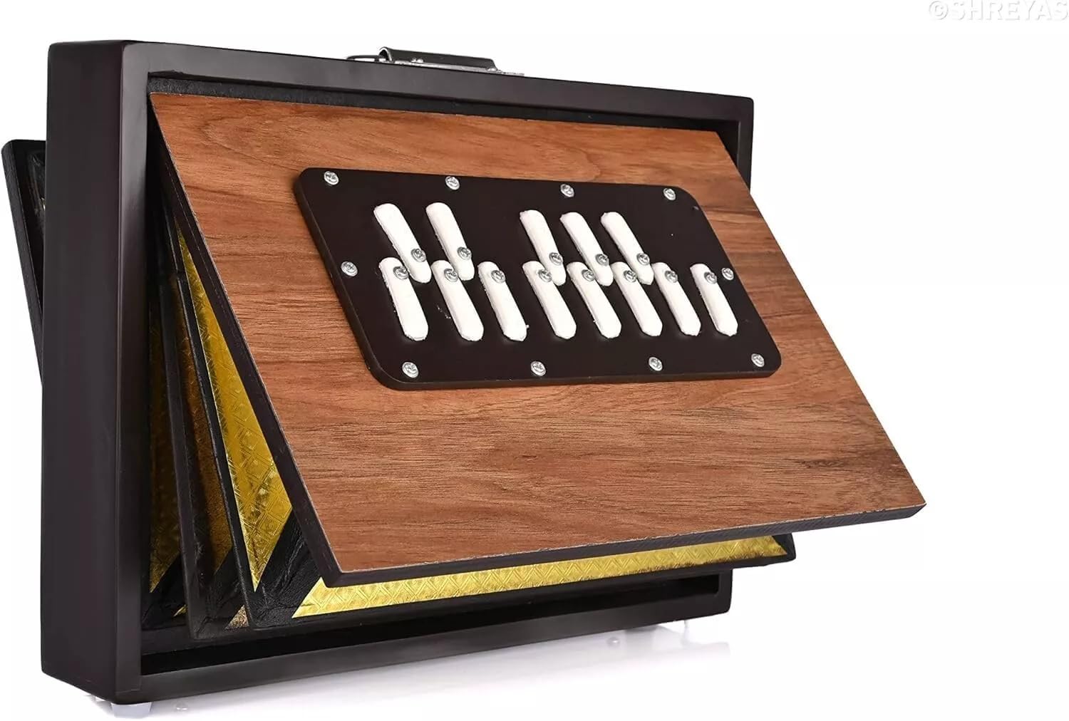 Shruti Box - Strumento musicale Shruti da 30,5 cm, in puro legno di teak, con borsa per il trasporto, scatola Shruti 432 Hz