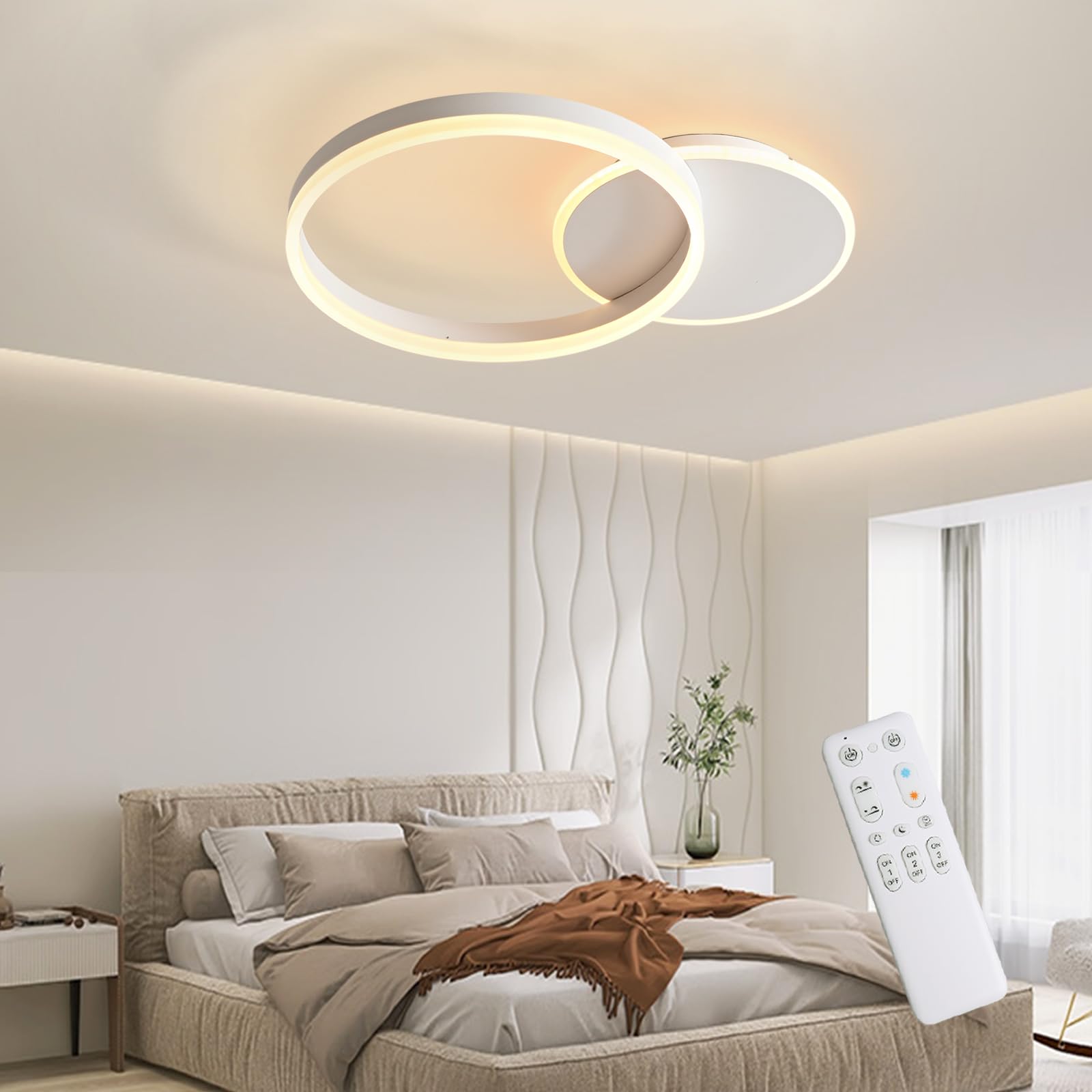 KAUCQI Lampara Techo Led Regulable Plafon Led Techo Salon Moderno, 55 * 40 * 6cm 36W, Regulable con Control Remoto 3000K-6000K, iluminación de Techo Salon Estar, Dormitorio, Pasillo, Comedor