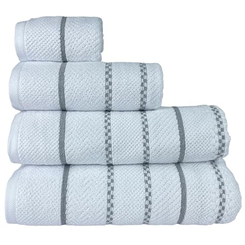 Rufino Díaz Toalla Rizo 2 Cabos 500 Gr/M2 100% Algodón Aplique (Blanco - Lavabo 50x100cm) - Tejido absorvente, Suave y Resistente - para baño, SPA, Piscina