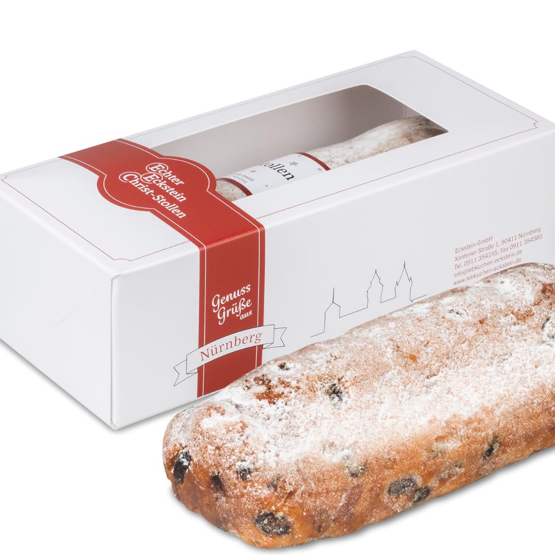 Butterstollen aus Nürnberg - 1 x 750g - Echter Eckstein Butter-Stollen | Original Nürnberger Butterstollen · saftig mit Rosinen & Mandeln · 750g · Geschenkidee zum Kaffee
