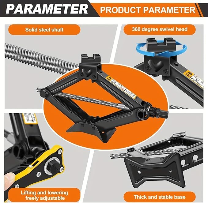 Auto Cric per Peugeot 107 108 206 207 208 2008 3008, Cambio Gomme Attrezzo per Auto Sollevatore Auto a 360° Kit di Emergenza,Black