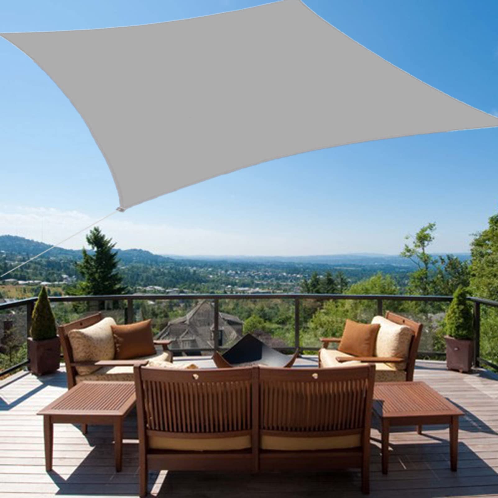MHUQIA Sonnensegel Wasserdicht Rechteckig 5mx5m, Balkon Segel Wasserdicht, Uv Schutz Polyester Wasserabweisend Rechteck Sonnenschutz Balkon Garten Und 