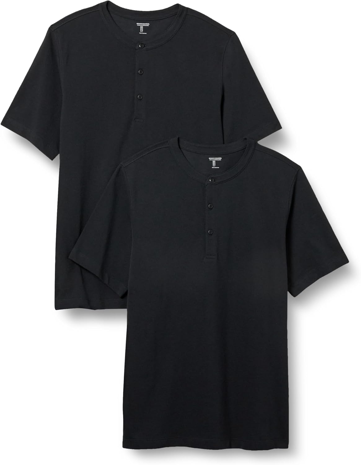 Amazon Essentials Short Sleeve Henley Shirt for Men - Regular-Fit Pique (Available in Big & Tall), Pack of 2