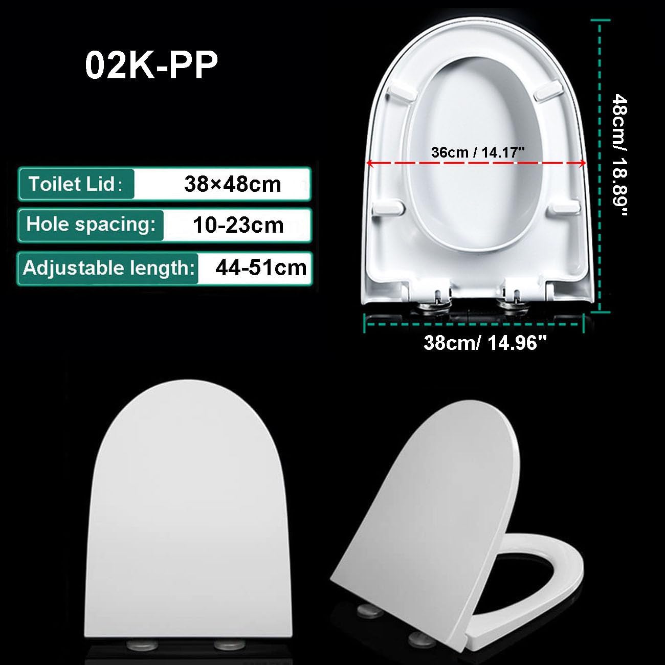D Ssoft Close Toilet Seat. Top Fix Toilet Seat, with Quick Release Click & Clean Technology. White Toilet Seat with Steel Hinges, D-Shape, 380 * 480Mm