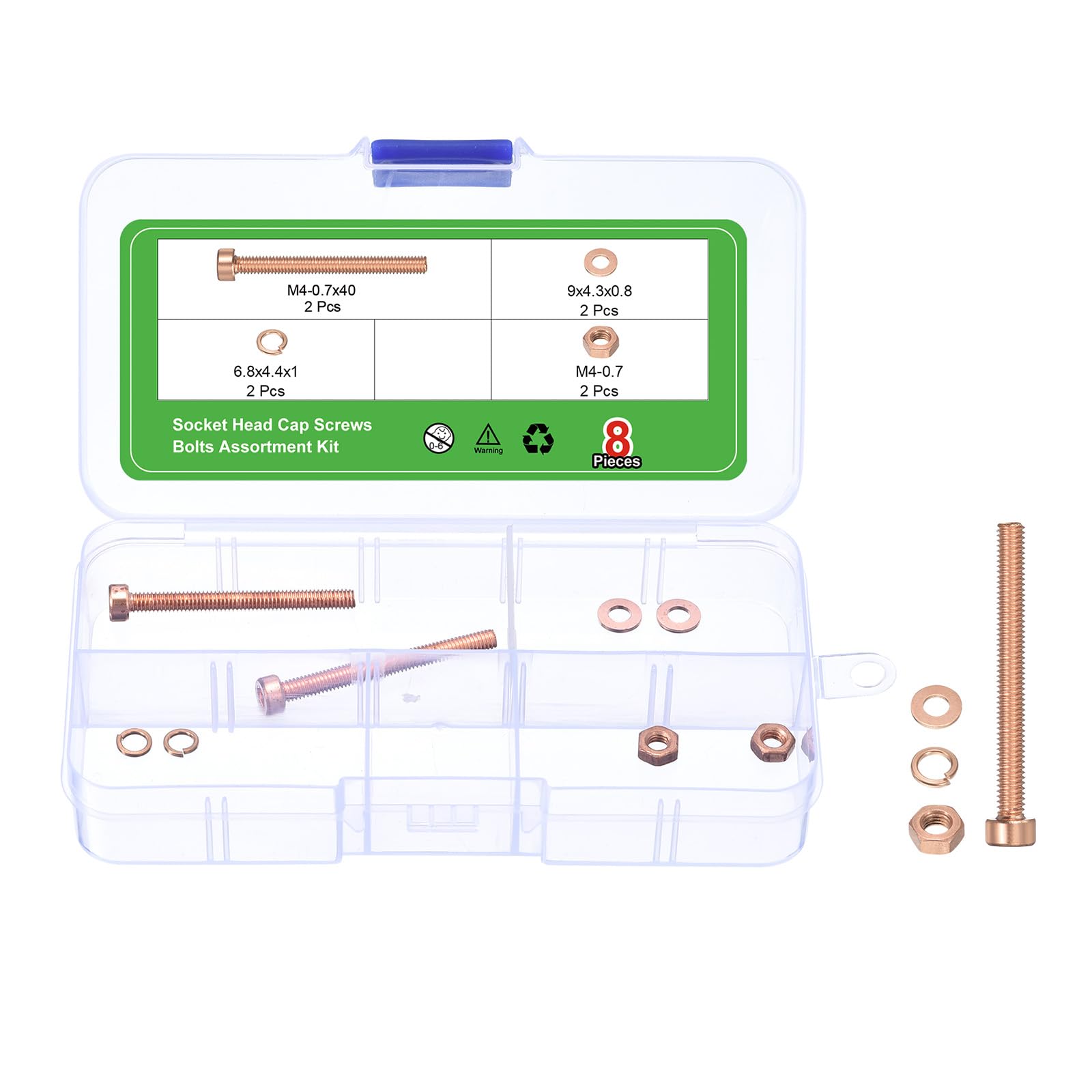 uxcell Hex Socket Bolts Kit (M4), Red Copper Cup-Shaped Head Caps Hexagon Socket Head Caps Screws