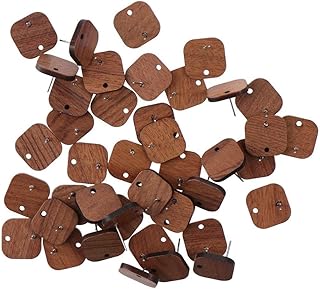 40Pcs Square Wood Earring Posts with Ear Backs,Wooden Stud Earrings Posts with Loop for DIY Earrings Making Supplies