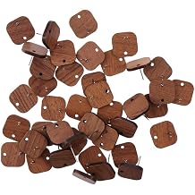 40Pcs Square Wood Earring Posts with Ear Backs,Wooden Stud Earrings Posts with Loop for DIY Earrings Making Supplies