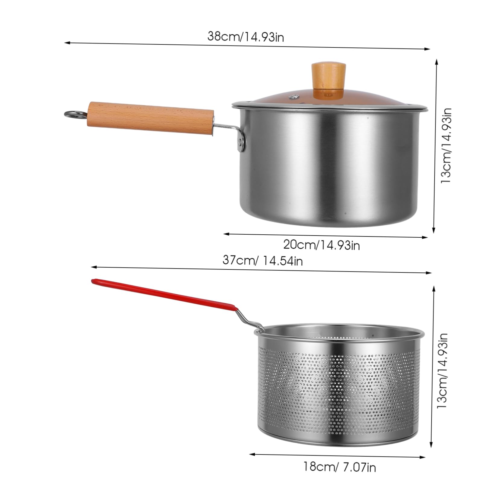 MAGICLULU 1Set Stainless Steel Frying Pot with Frying Basket Lid Deep Fryer for Cooking Porridge Soup Ergonomic Handle Kitchen Essential