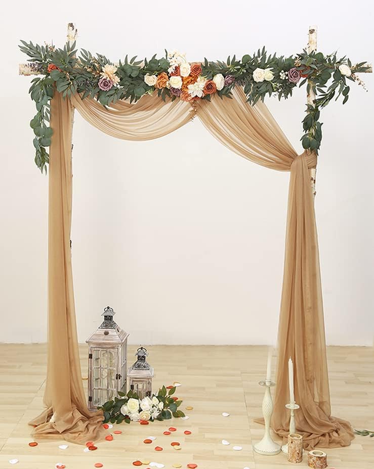Miniatura 2 de Cytdkve 2 paneles de 20 pies sin arrugas para arco de boda, tela drapeada, ligeramente brillante, para decoración de ceremonia de boda, recepción,