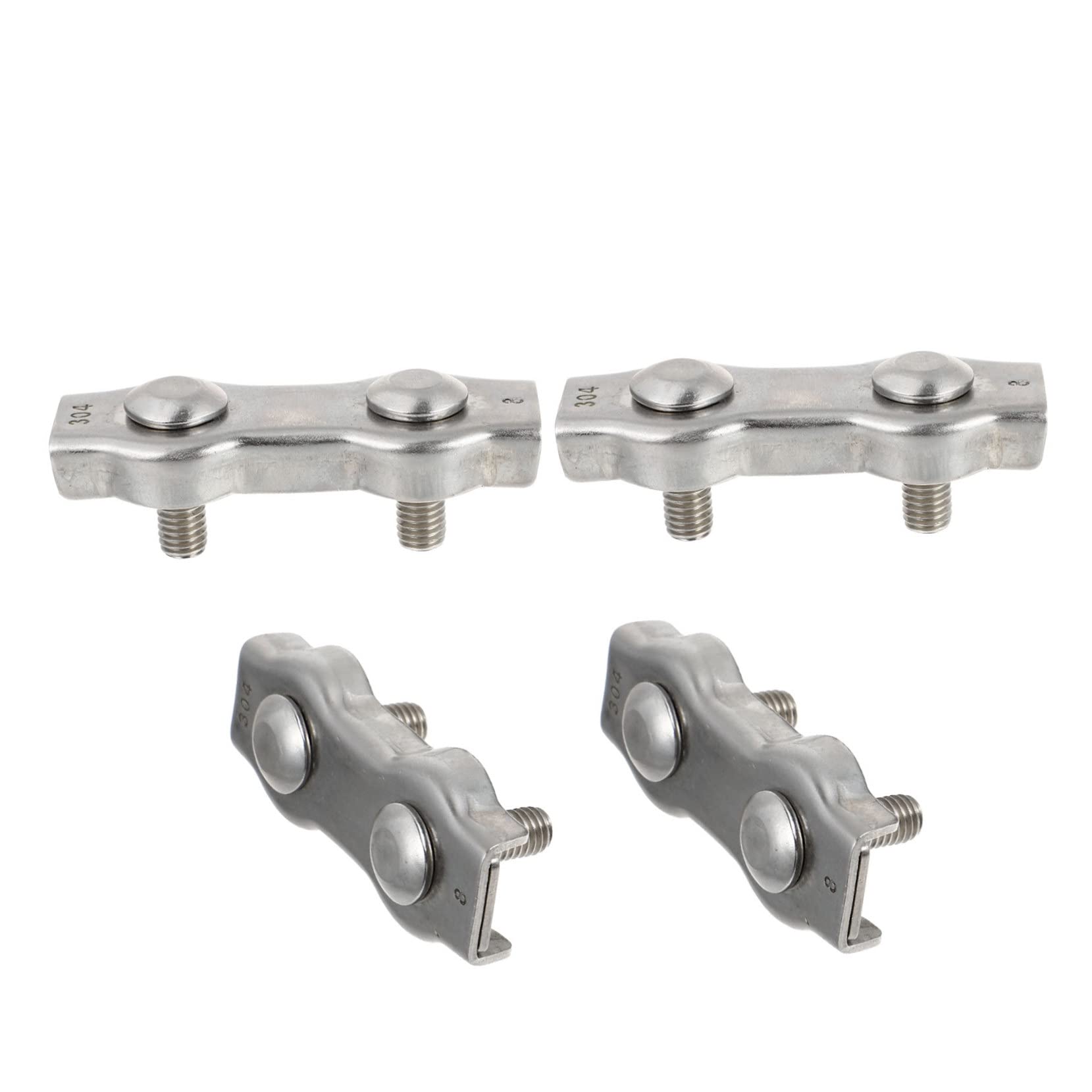 PLAFOPE 4pcs Wire Rope Double Clamp Wire Cable Wire Rope Loop Clamps Clip Wire Rope Steel Rope Clamp Wire Ropes Accessories Bolts Clamps Duplex Bolt Cable Clamp Stainless Steel Silver