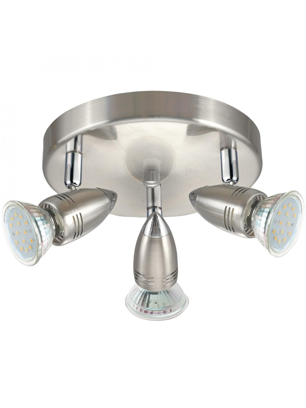 Plafonnier spot moderne nickel orientable 3 lumières pour chambre