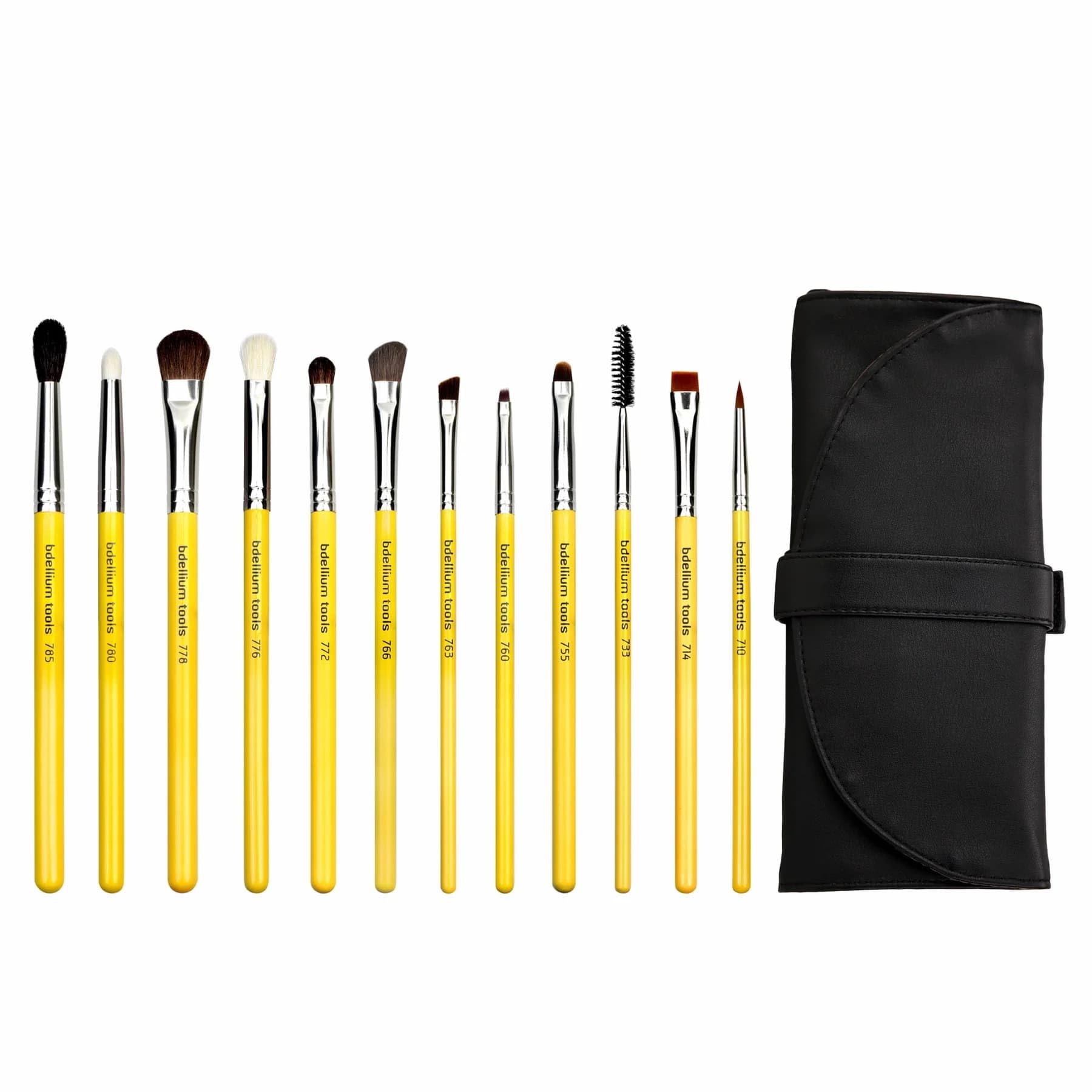 Professional Antibacterial Makeup Studio Line Eyes Brush Set with Roll Up Pouch Pack of 12