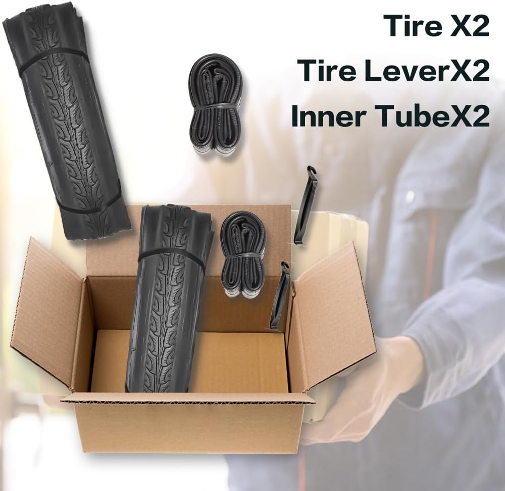 SIMEIQI 700x35C Bike Tire Foldable Replacement Tires with or Without Bike Tubes and Tire Levers for Road Bicycle