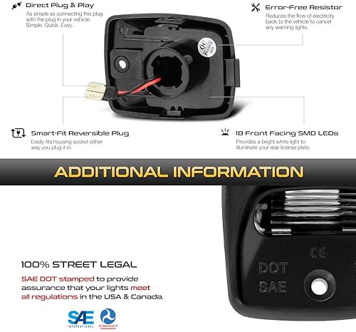 Miniatura 5 de VIPMOTOZ Luz LED completa para placa de matrícula para Toyota Tacoma 2005-2015 y camioneta Tundra 2000-2013, blanco diamante 6000K, reemplazo de 2