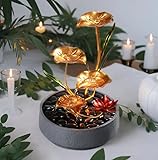 Haobos Indoor Tabletop Fountain Exquisite Meditation Desk Water Fountain Decorative Zen Fountain,4-Tier Lotus Desk Fountain,Home/Office Decor Housewarming Gift for Mom（23154）