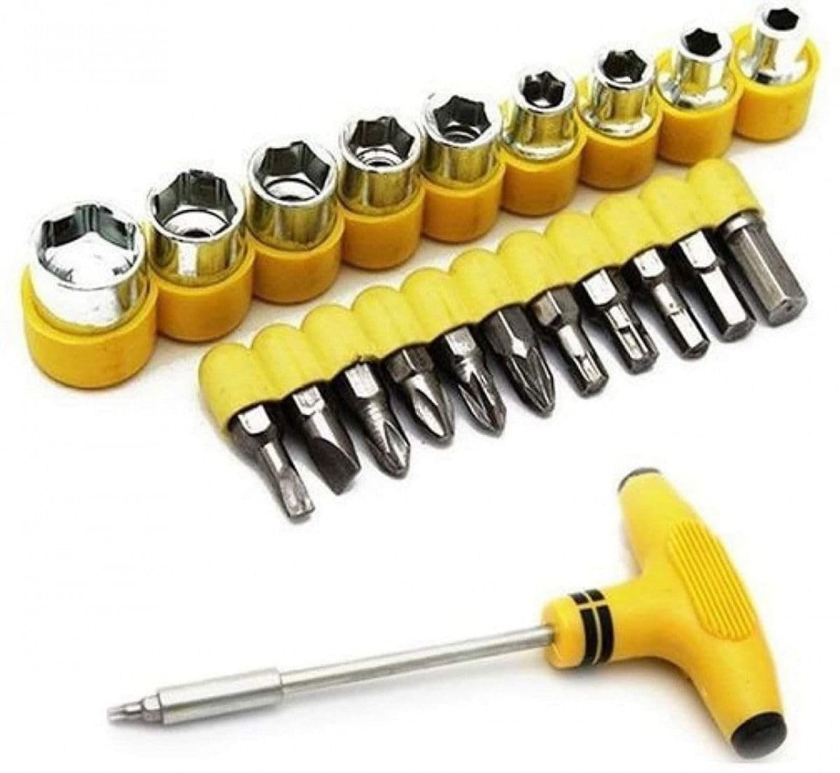 Ske24 24 pcs T Shape Screwdriver Set Batch Head Ratchet Pawl Socket Spanner Hand Tools