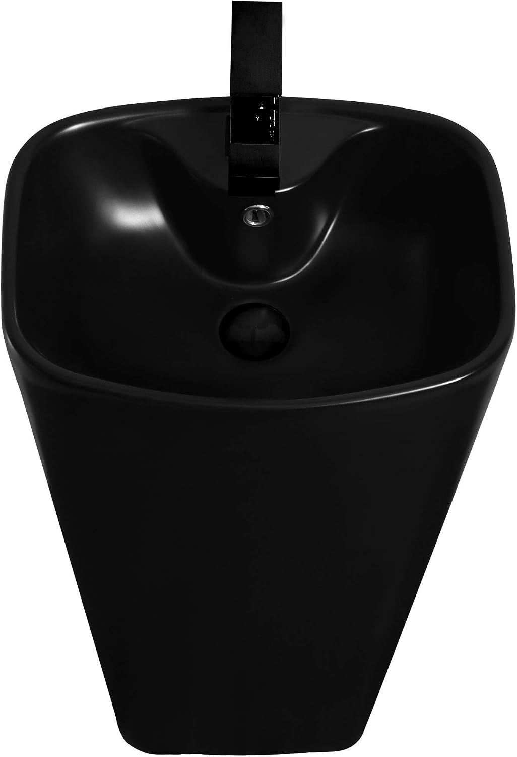 Fine Fixtures Plainfield Pedestal, Elegant One Piece Pedestal Sink, Center Faucet Hole, Vitreous China, Black