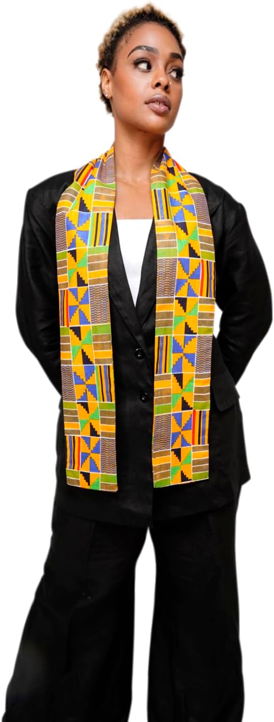 Dupsie's Kente African Print Stole – Made in Africa Black History Month Sash for Church, Choir, School & Cultural Events
