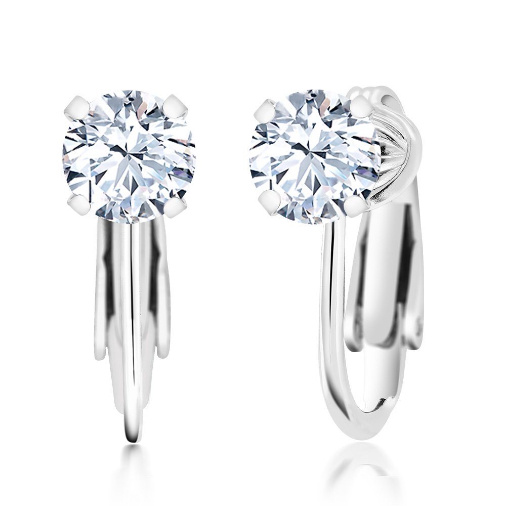 Gem Stone King 925 Sterling Silver 6MM Round Gemstone Birthstone Clip-On Earrings | Fine Jewelry Gifts for Her Mom Women Wife