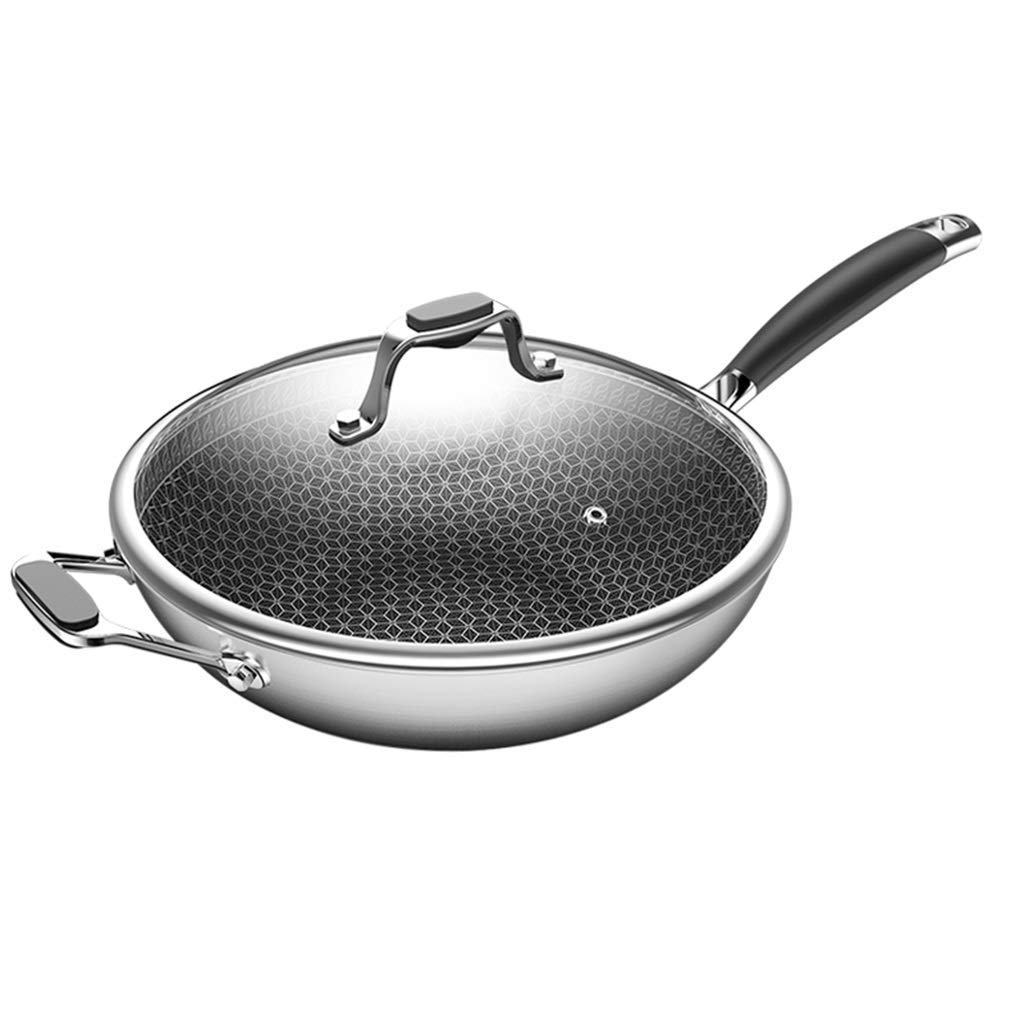 Wok en acier inoxydable 32cm pour induction et gaz