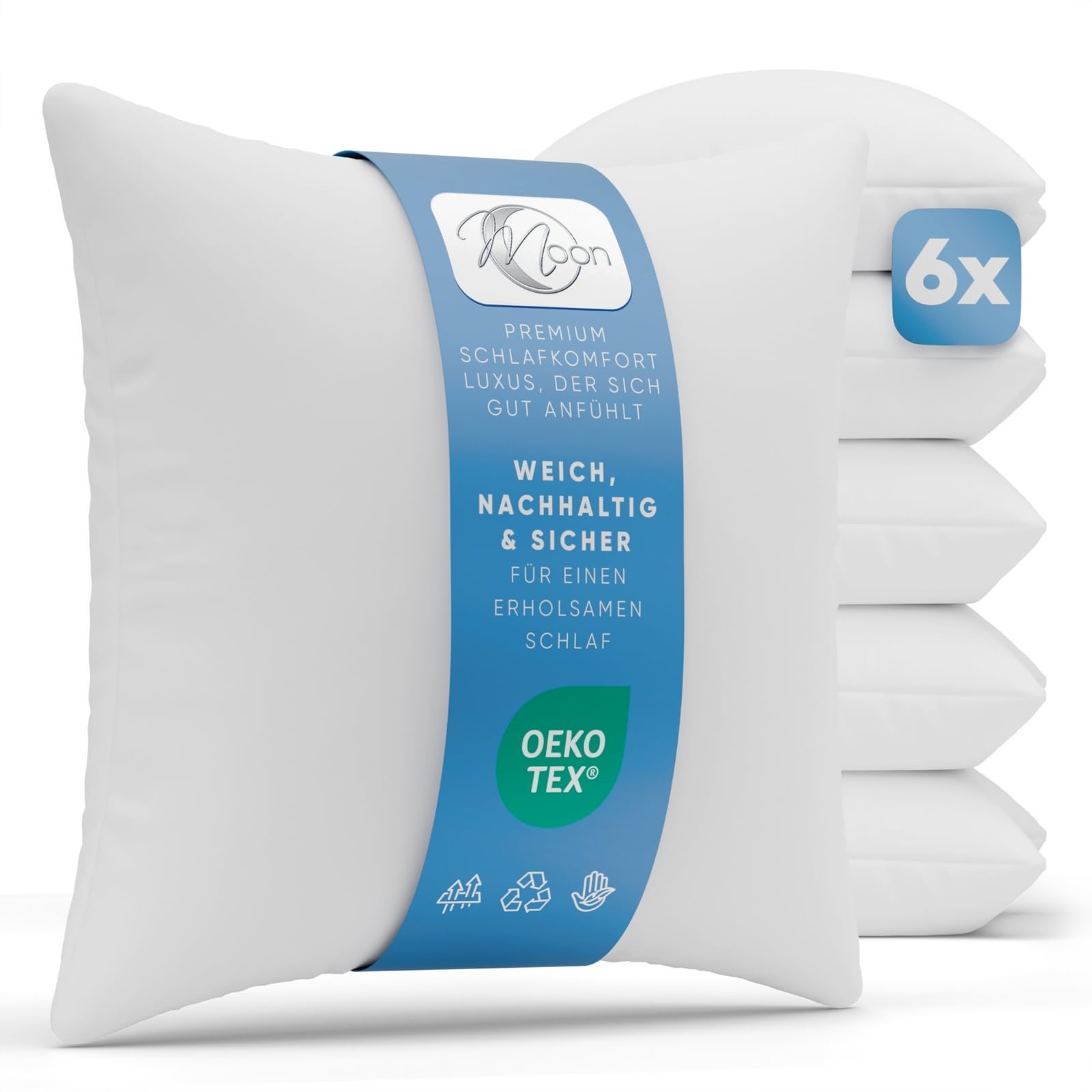 Coussin de canapé 50x50 cm Moon garnissage lot de 6 rembourrage doux