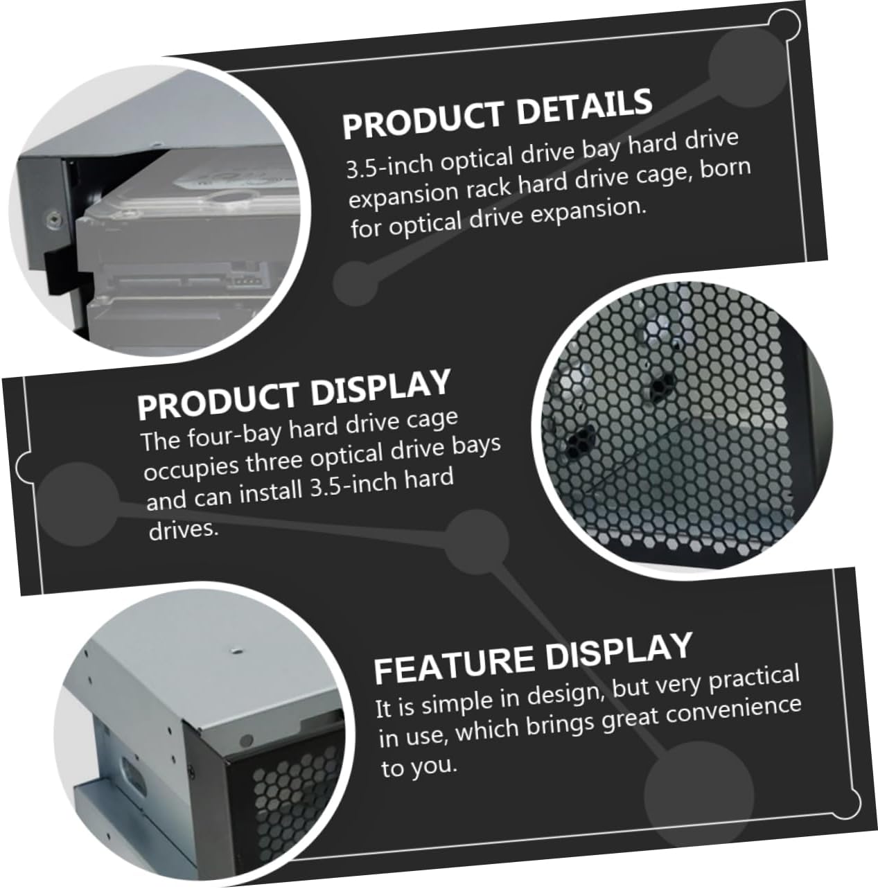 jojofuny Hard Drive Cage Drive Mounting Rack for Efficient Hard Disk Storage and Heat Dissipation Compact Design for Desktop Expansion