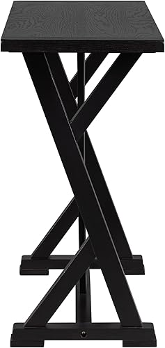 Miniatura 6 de Mid-Century - Juego de comedor de 5 piezas, altura de mostrador, mesa consola de madera con patas de caballete y 4 taburetes para lugares pequeños