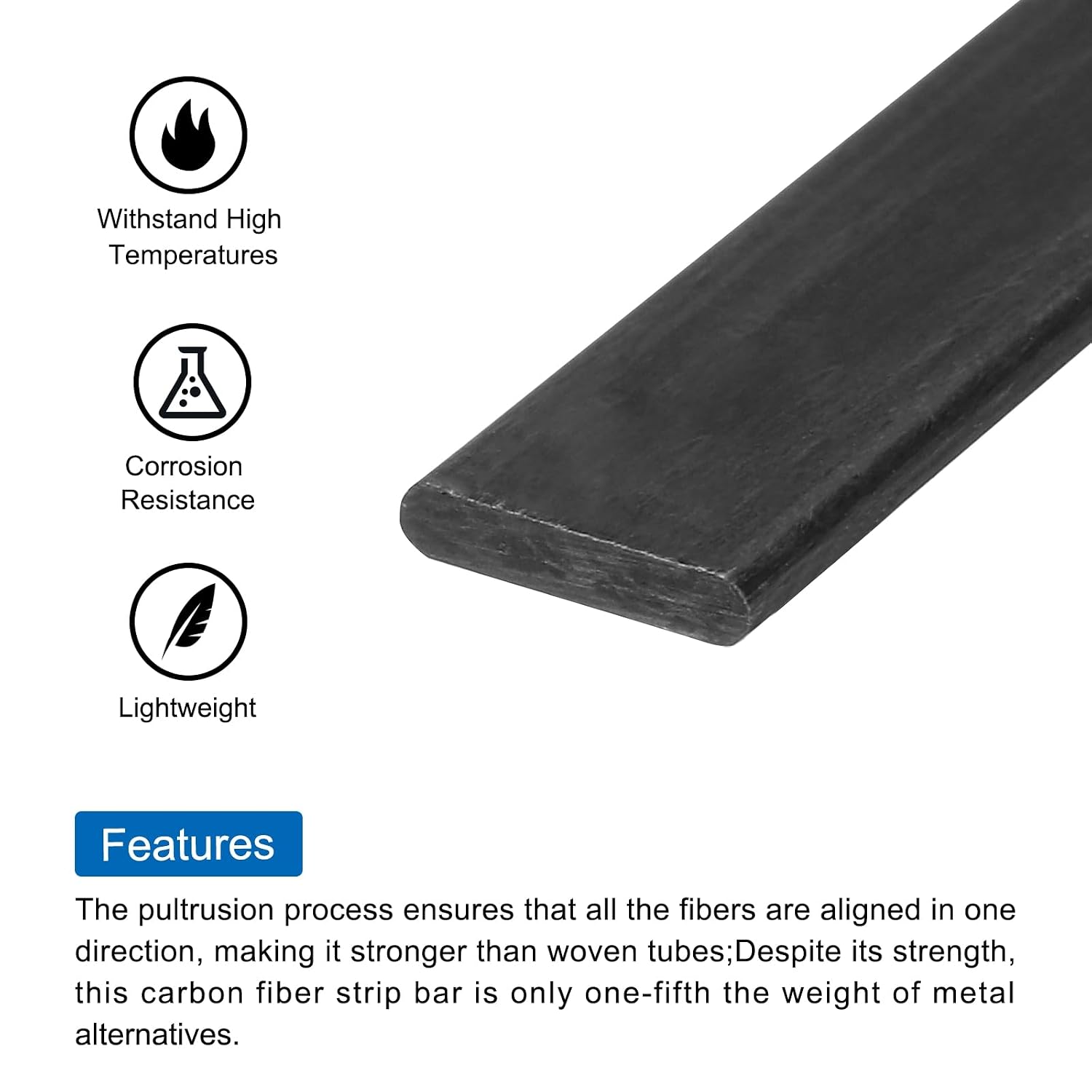 MECCANIXITY 3 Pcs Carbon Fiber Strip 2x10mm 420mm Length Pultruded Flat Carbon Fiber Bars for Kites, RC Airplane