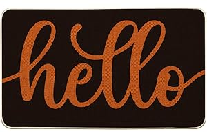 Stylish Black Orange Halloween Hello Doormat