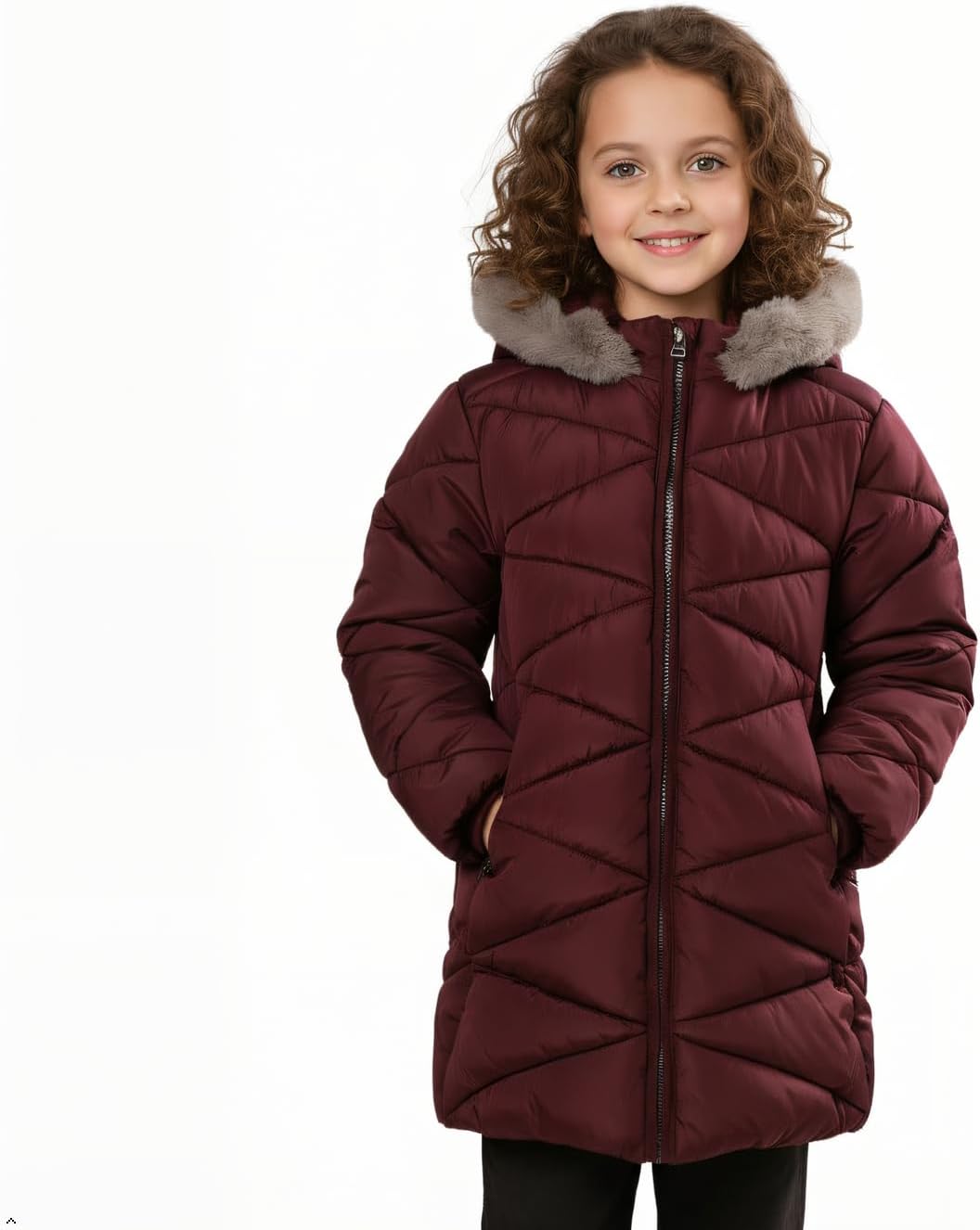 solomate Girls Winter Coats with Hood - 4-12Y Girls' Outerwear Winter Puffer Heavyweight Fleece Lined Coats for Kids - Image 2