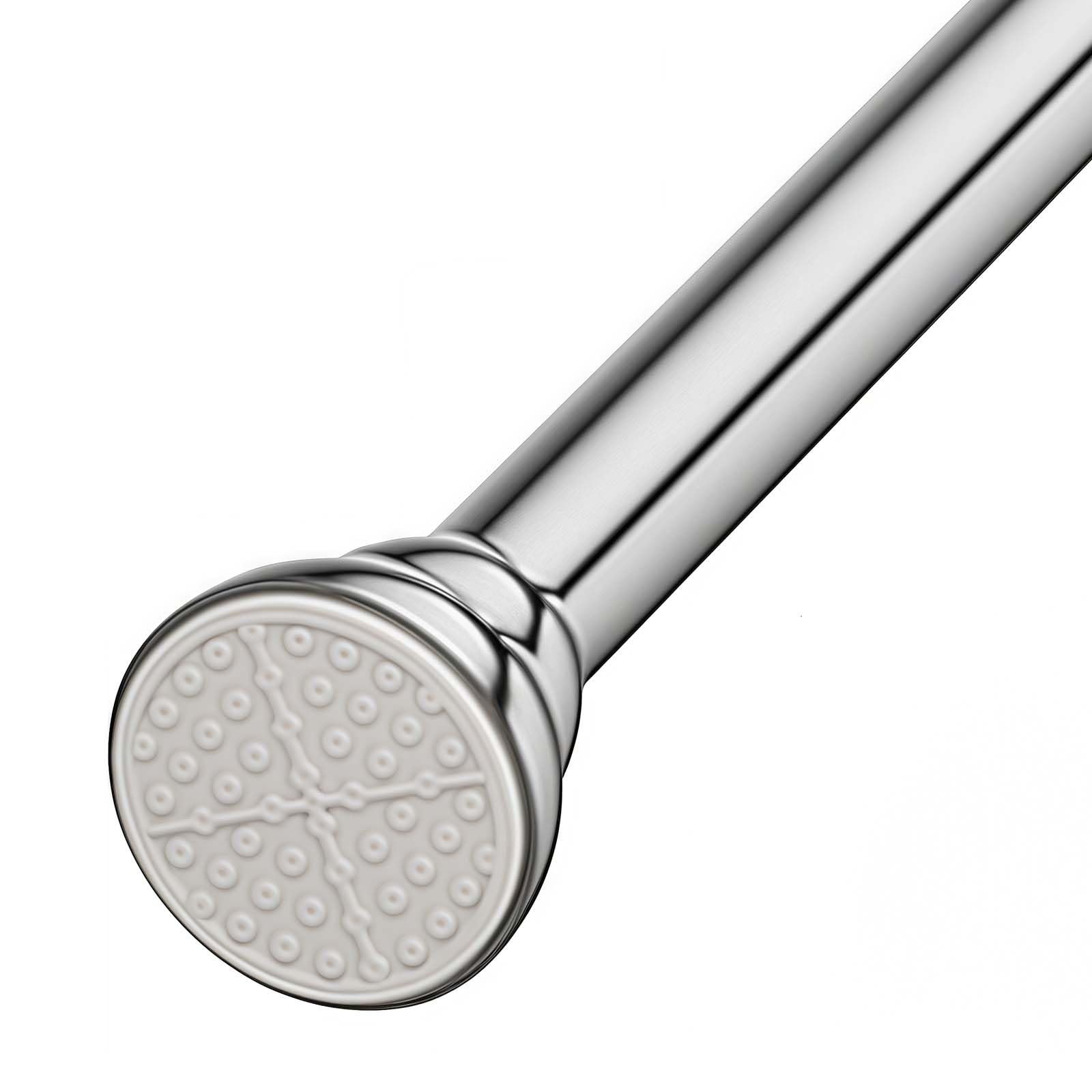 GLDYTVF Adjustable Curtain Rod No Drill 35-305cm 33mm Diameter Telescopic Shower Rod Easy Install Curtain Pole for Windows Closets Bathrooms (Stainless Steel 110-195cm)