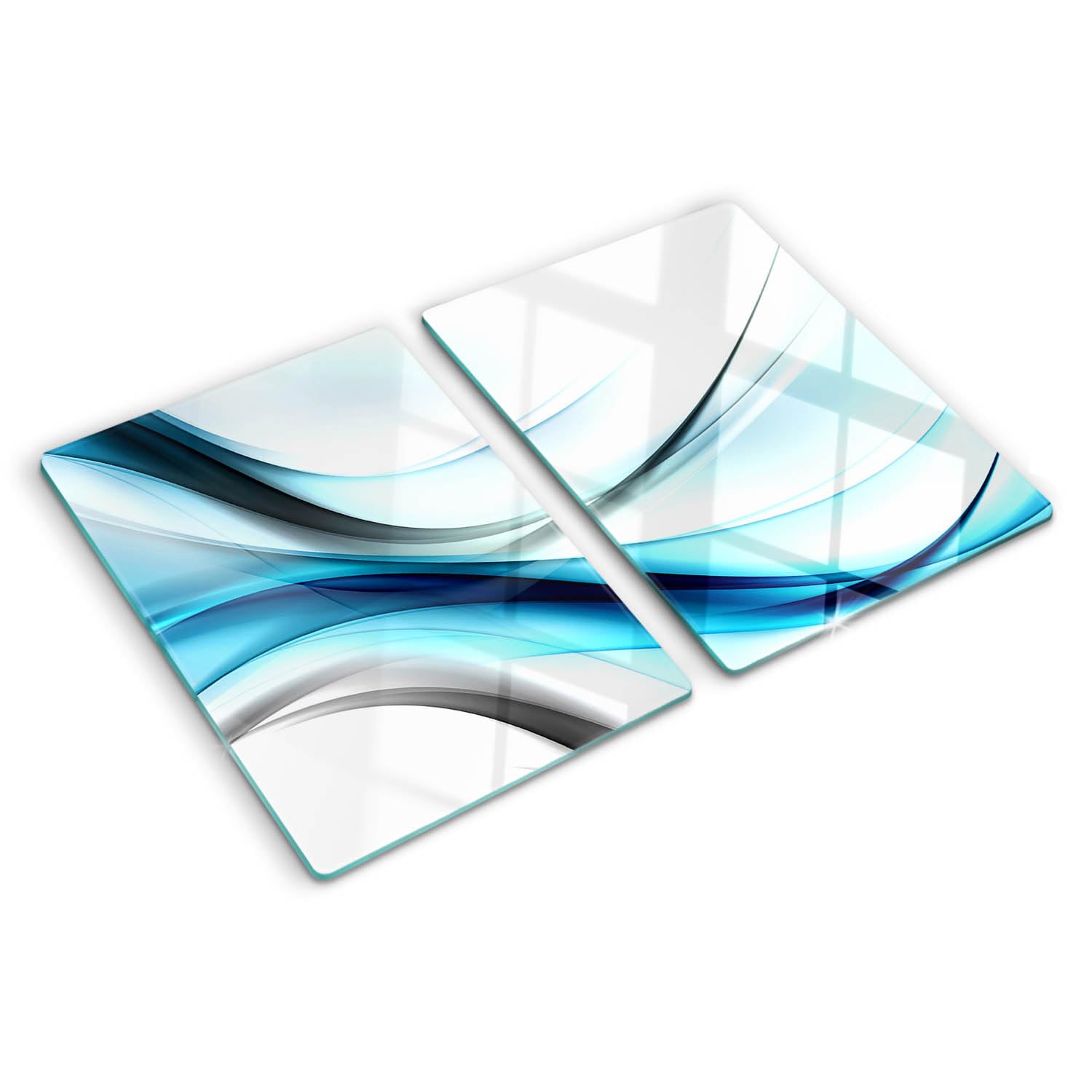 Planche en verre 40x52 cm motif vagues pour protéger le plan de travail de cuisine