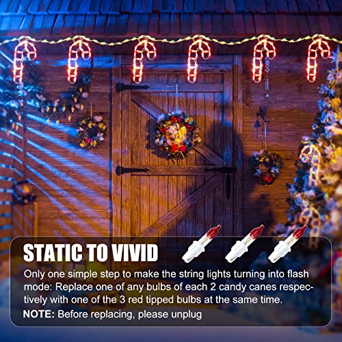 Christmas Candy Cane String Lights - 13Ft 180 Bulbs 6 Light Up Candy Cane With Glowing Cord, Connectable Icicle Hanging Light, Lighted Candy Canes For Rooftop Eaves Tree Holiday Outdoor Decoration #TOP3