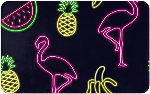 ASEELO Tapete de cocina de franela con diseño de piña plátano flamenco antideslizante tapete absorbente para tina 20 x 315 pulgadas