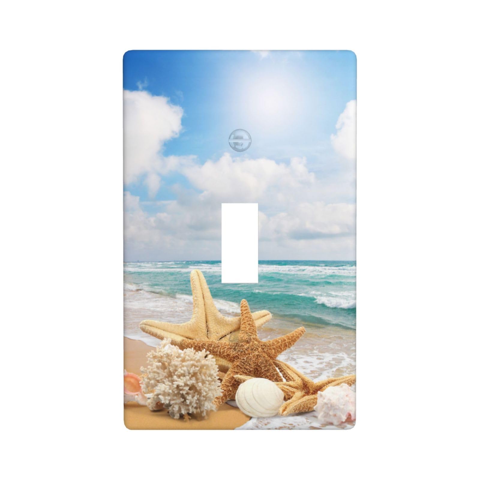 Ocean Beach Seashell Light Switch Cover Plates Decorative Single Toggle Wall Plate, 1 Gang Lightswitch Cover