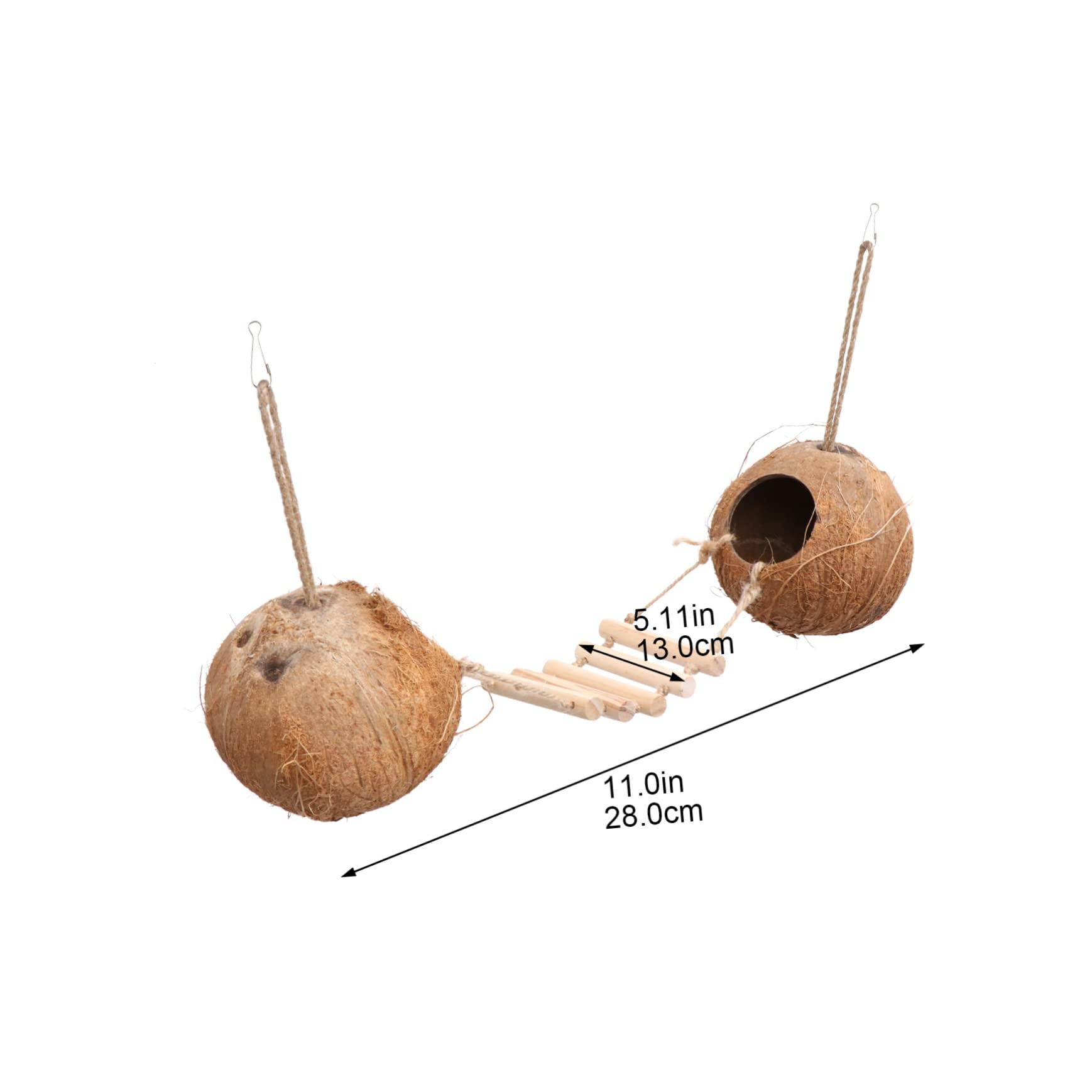 COLLBATH Vogelnest Kokosnuss Mit Leiter Natürliches Holzspielzeug Sicherer Ruheplatz Für Kleine Vögel Und Hamster