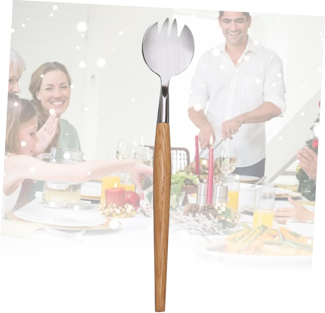 Stainless Steel Salad Fork Wooden Handle Food Serving Fork for Everyday Dining and Restaurant Use Easy to Clean and Ergonomic Design