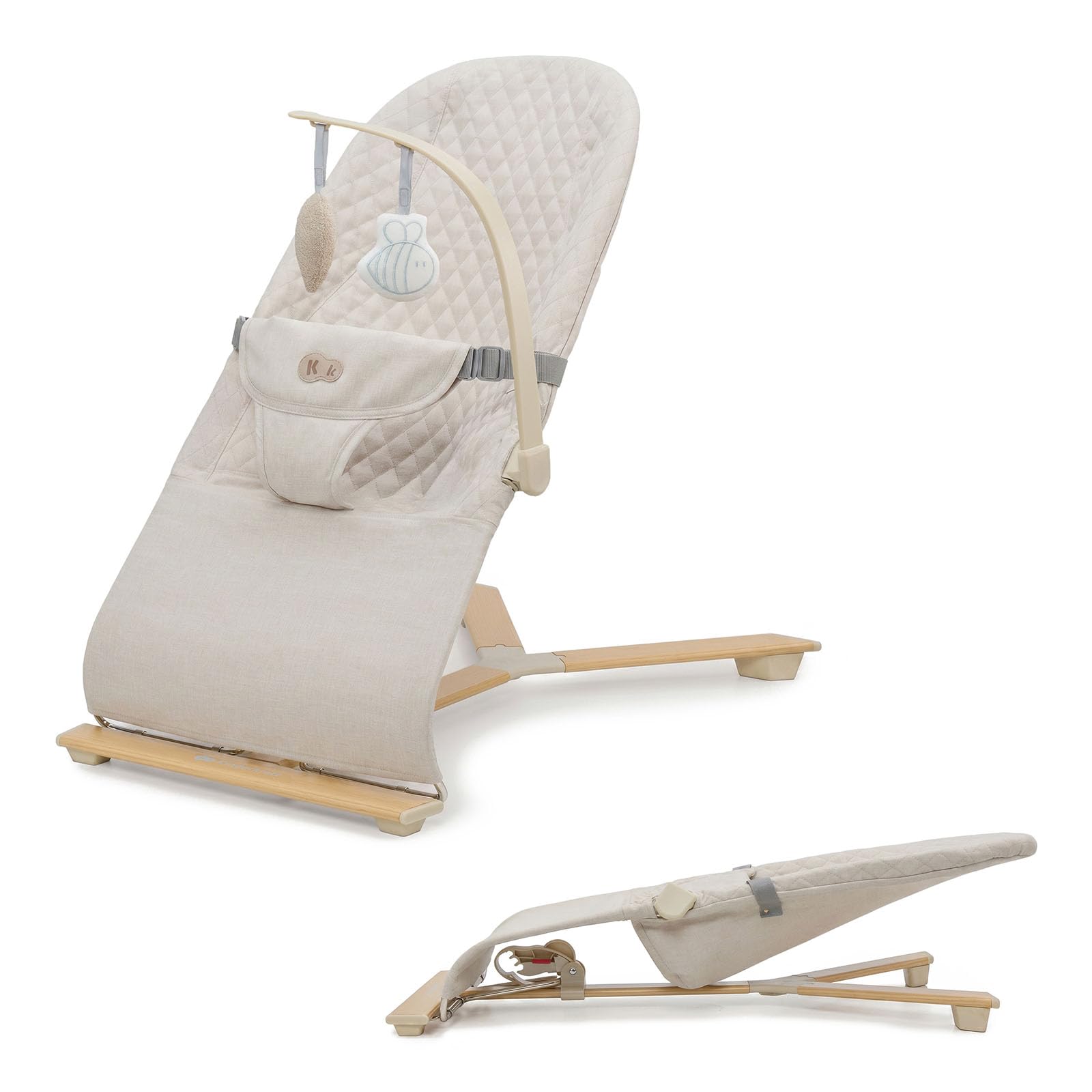 Kinderkraft MIMI, hamaca bebé, sin pilas, 3 posiciones, Beige