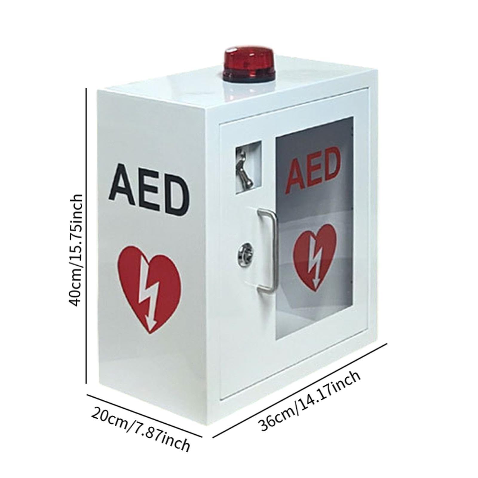Armadietto per La Conservazione Del Defibrillatore Automatico Esterno (DAE), Vuoto, con Finestra Trasparente, Custodia per Defibrillatore Portatile, a