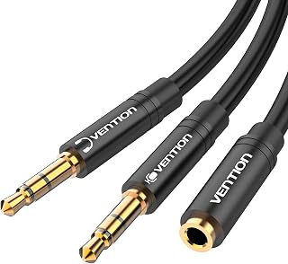 VENTION Headphone Audio Splitter 30cm 3.5mm AUX Splitter Headset Jack Splitter Headphone Mic Splitter compatible with OMTP and CTIA Standard for Speaker Mic Earphone to PC