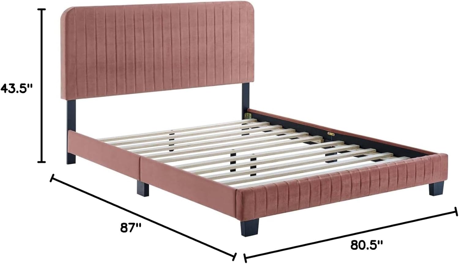Modway Celine Channel Tufted Performance Velvet King Platform Bed in Dusty Rose