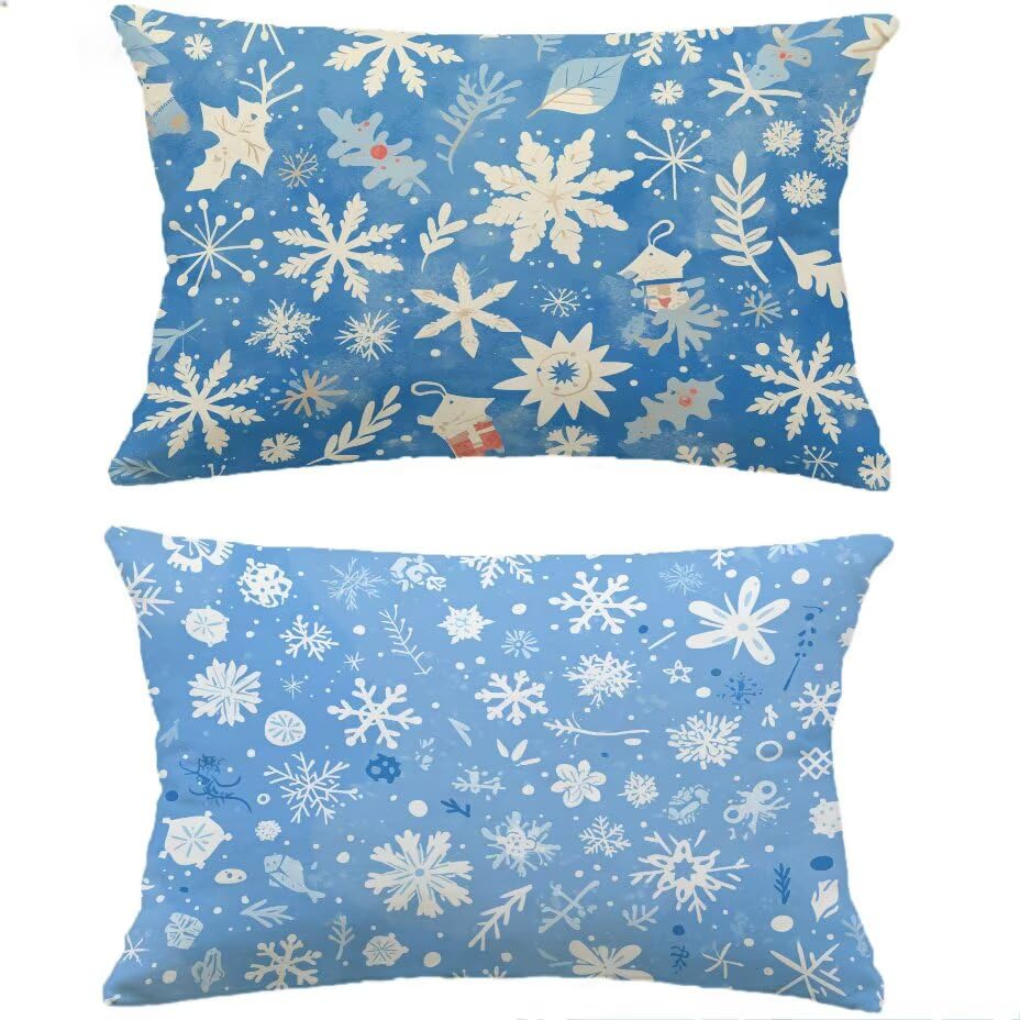 Housse de coussin extérieur 60x80 lot de 2 bleu lin pour jardin
